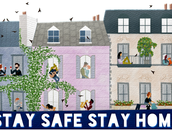 This shows a cartoon of people in their houses