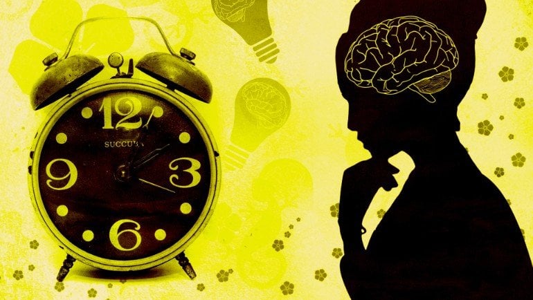 This shows a brain and a clock