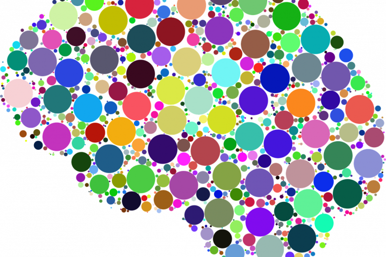 This shows a brain made up of colorful circles