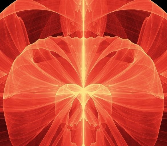 This shows a floaty image in different shades of reds