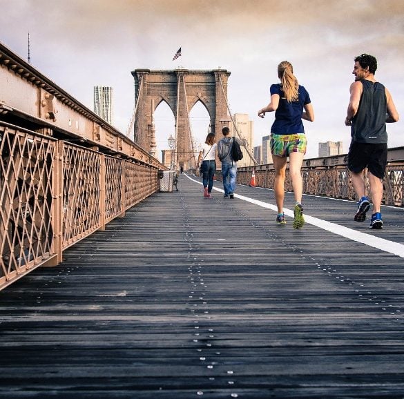 This shows people running