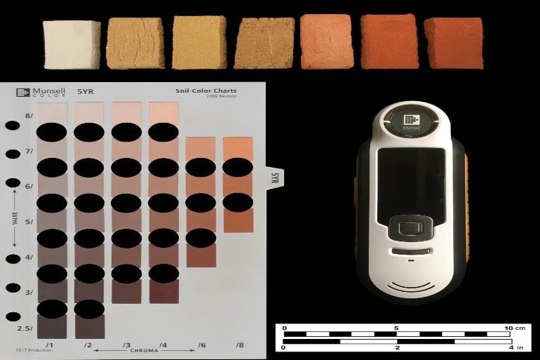 This shws different colored blocks of clay and the machine mentioned in the article