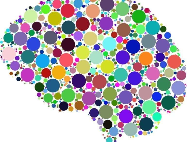 This shows a brain made up of colorful circles