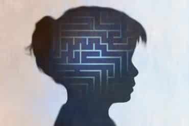 This shows the outline of a girl's head and a maze