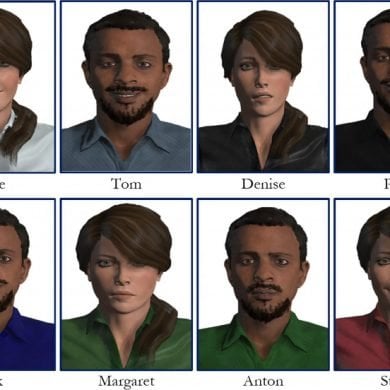 This shows 8 different virtual men and women