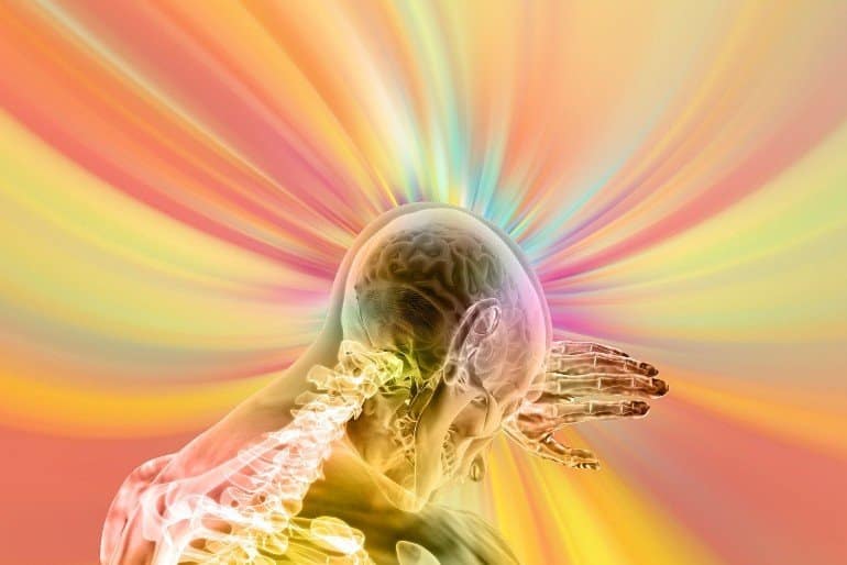 This shows the outline of a head surrounded by an aura