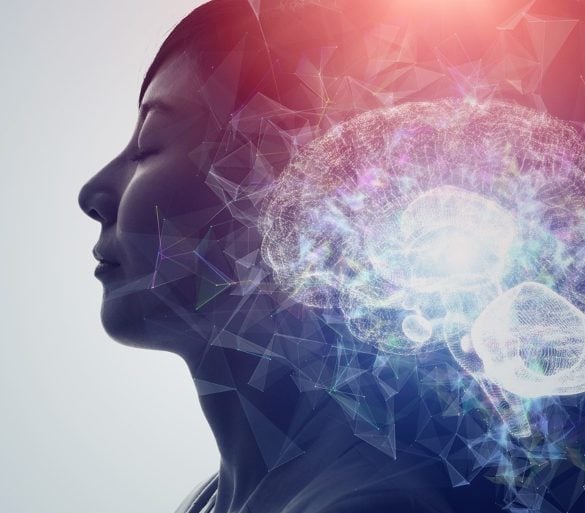 This shows a woman and a brain