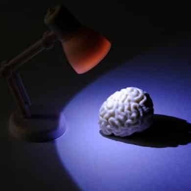 This shows a brain under a table lamp