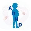 This shows an outline of a child and ADHD