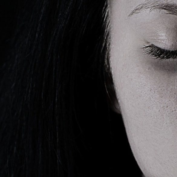 This shows a depressed looking lady