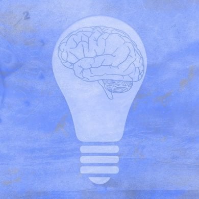 This shows a brain in a lightbulb