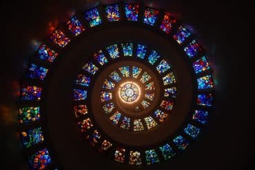 This shows a stained glass window