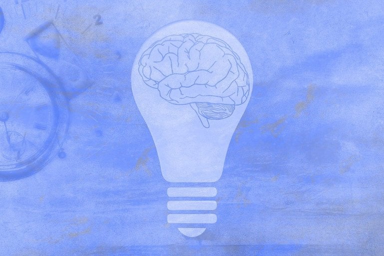 This shows a brain in a lightbulb