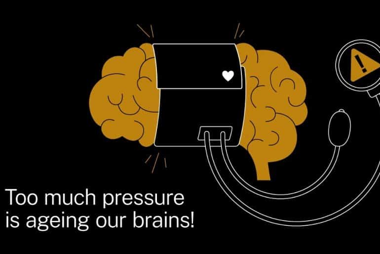 This shows a brain being squeezed by a blood pressure cuff