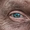 This shows an older man's eyes