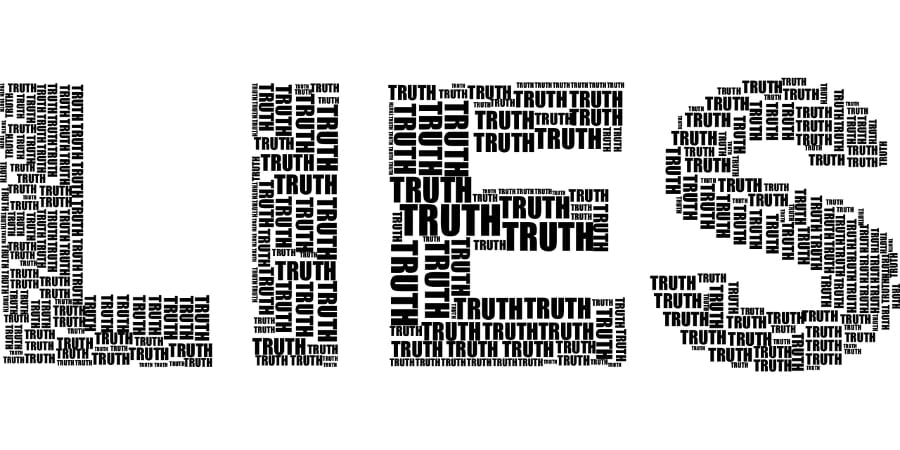 This shows the word lies made up with the word truth