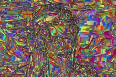 This shows a psychedelic image of a woman's head