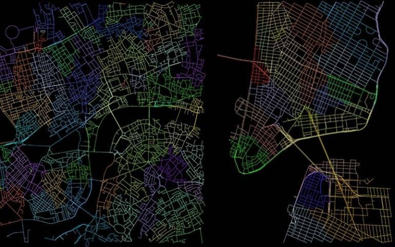 This shows an entropic street layout of London