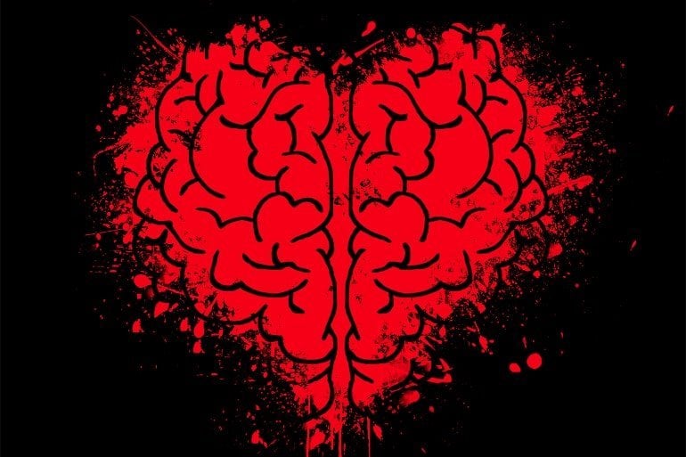 Cela montre un cerveau en forme de coeur