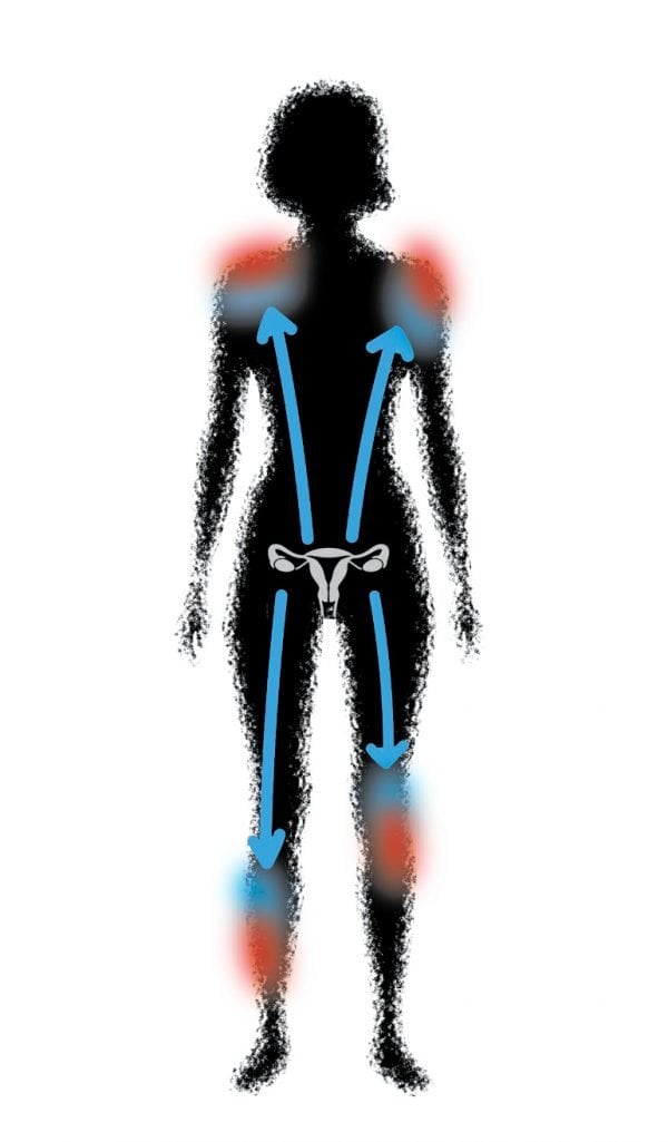 This shows an inflammation map of a female body