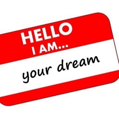 This shows a sticker reading "hello, I am your dreams"