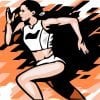 This is a cartoon of a woman running
