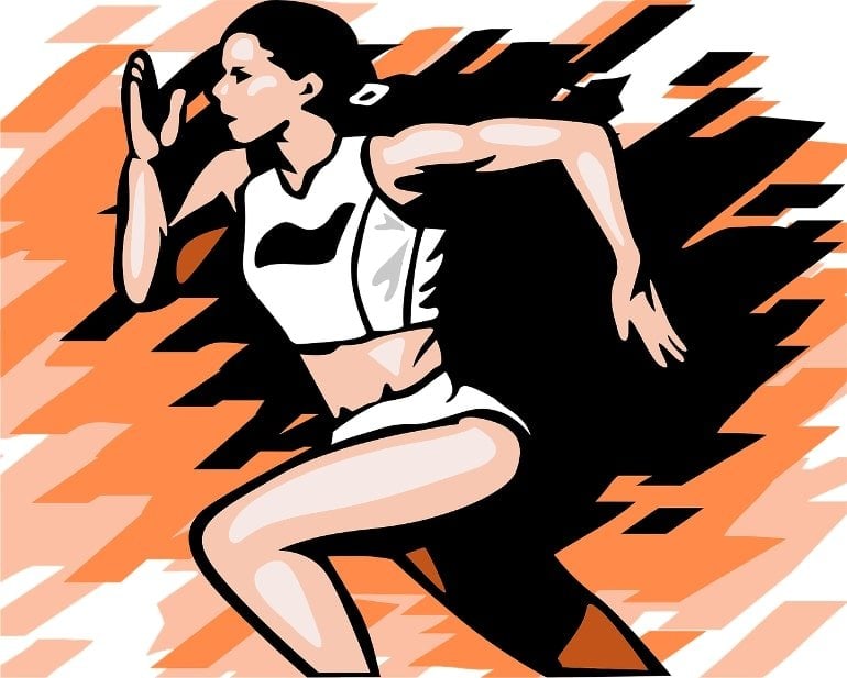 This is a cartoon of a woman running