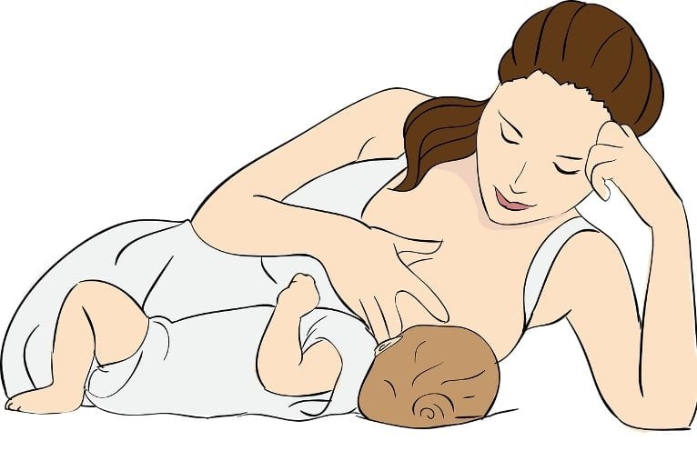 This is a cartoon of a woman breastfeeding