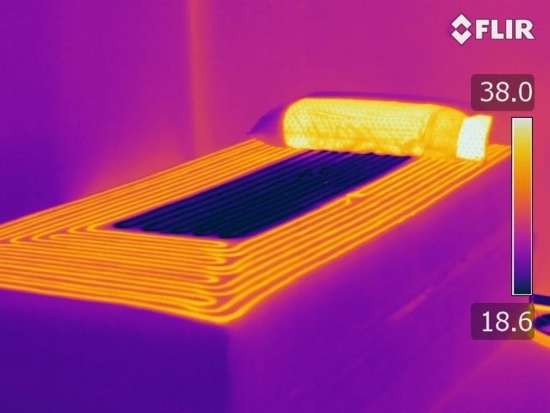 This shows a thermal image of the mattress