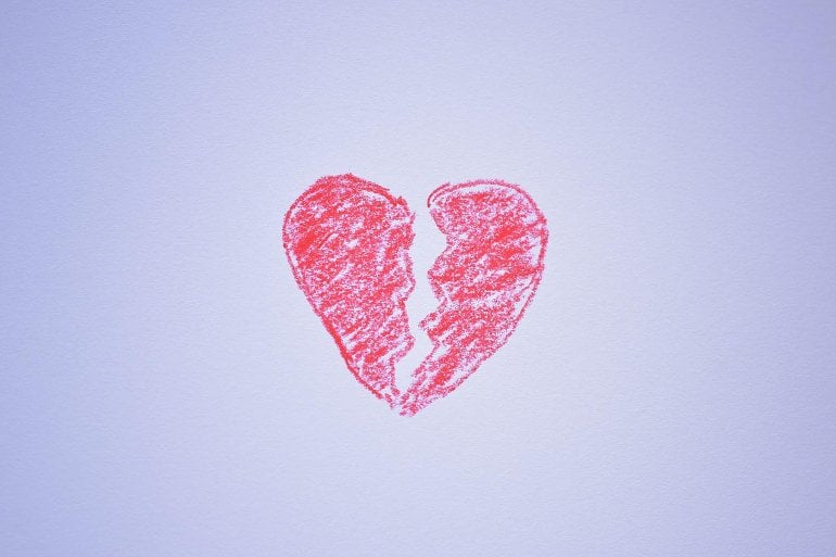 This shows a drawing of a broken heart