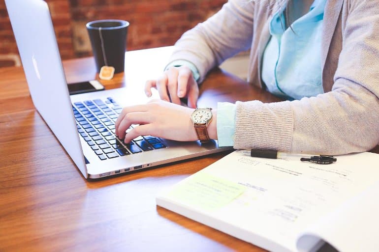 This shows a person working on a computer