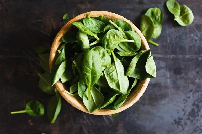 This shows a bowl of spinach