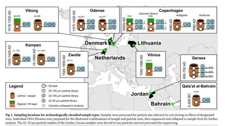 This map shows where the samples were found