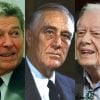 This shows former presidents Reagan, FDR, and Carter