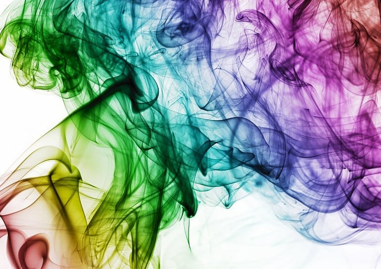 This shows rainbow colored smoke