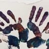 This shows paint hand prints