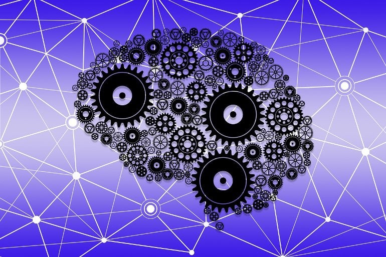 This shows a brain made of cog wheels