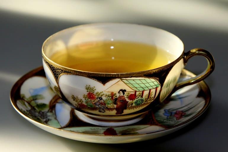 This shows a cup of green tea