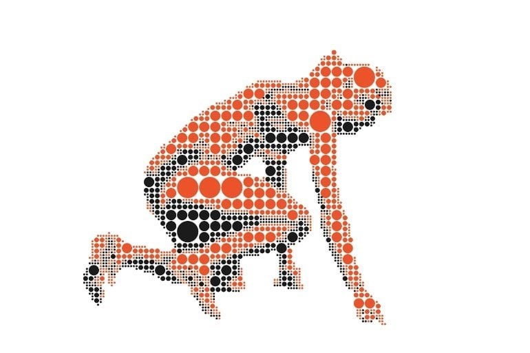 This is a drawing of a runner at a starting block