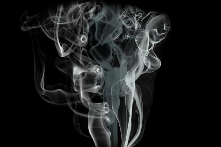 This shows white smoke against a black background