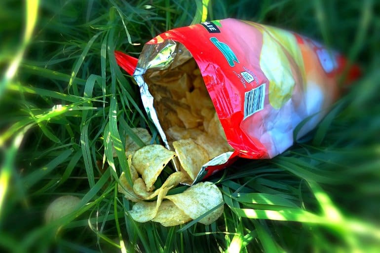 This shows a packet of chips