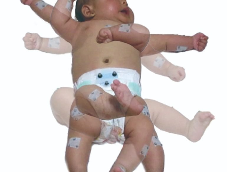 This shows a baby with its movements mapped