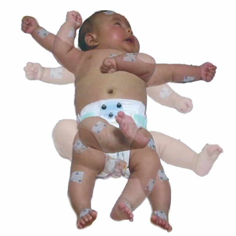 This shows a baby with its movements mapped