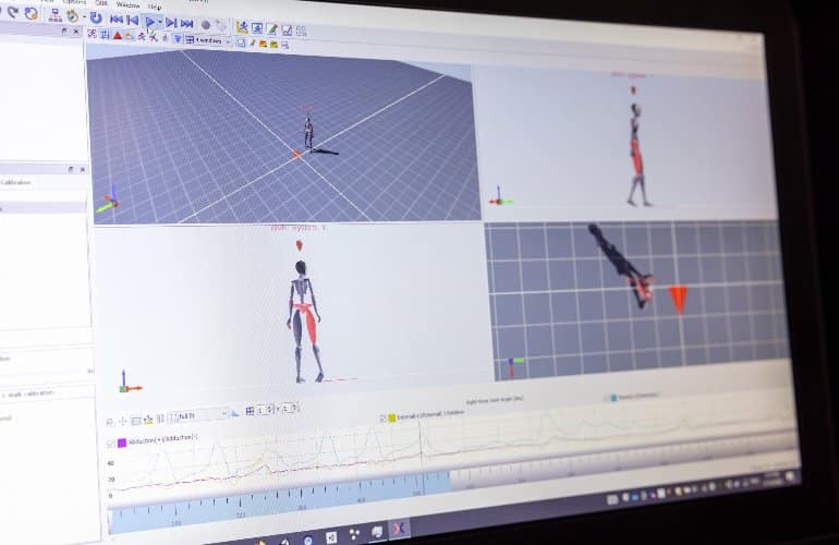 This shows the motion capture data on a computer screen