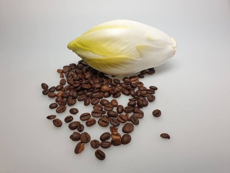 This shows chicory and coffee beans