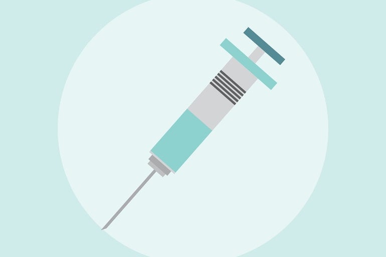 This shows a drawing of a syringe