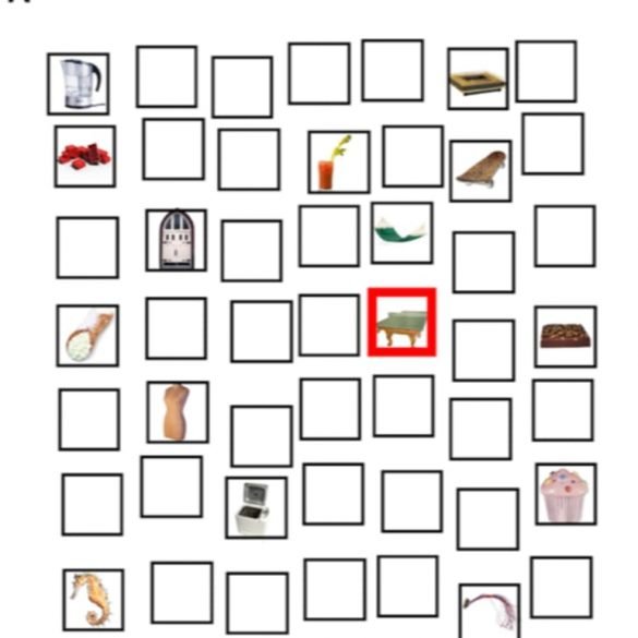 This shows a grid with random objects in the squares