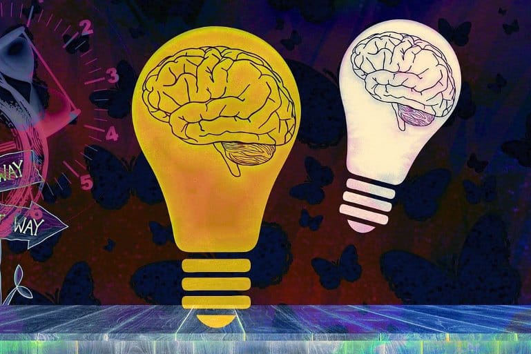 This shows brains in light bulbs
