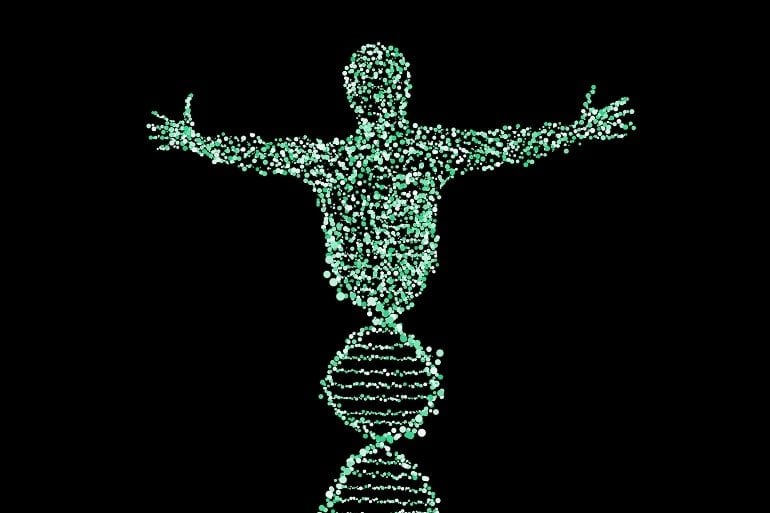 This shows a person made out of DNA
