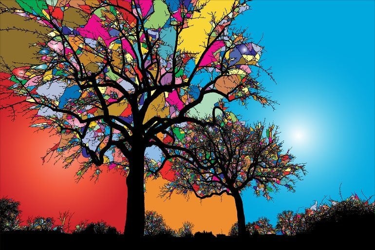 This shows psychedelic trees